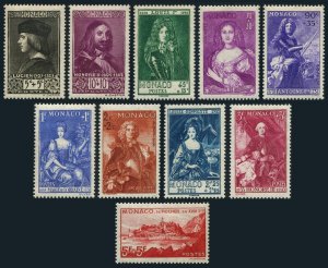 Monaco B26-B35,hinged.Mi 190-199. Royal Grimaldi Family,1939.Portraits,The Rock.