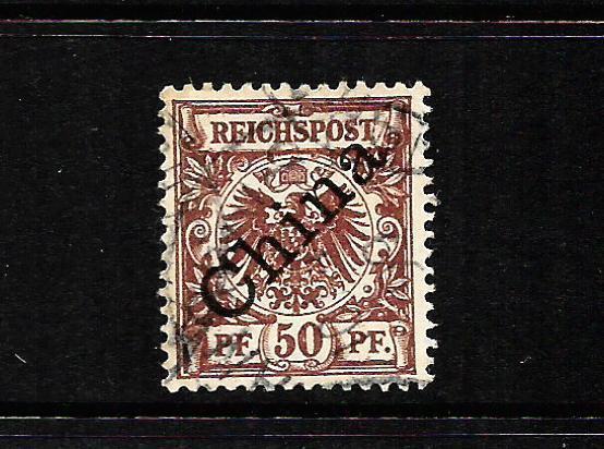 GERMAN  PO CHINA  1898  50pf   CHOCOLATE   FU     SG 12