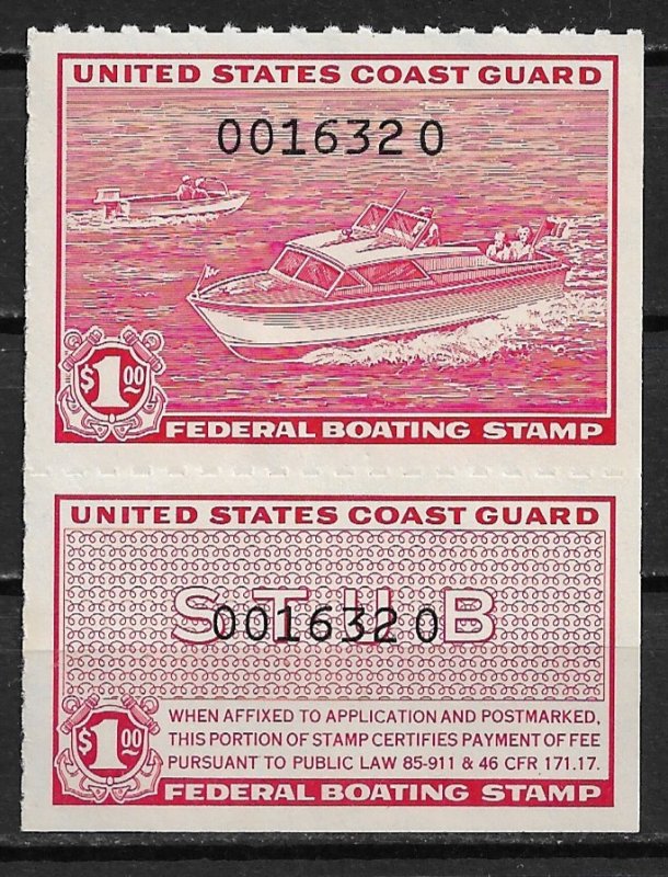 1960 USA RVB1  Outboard and Inboard Motorboats $1 mint with gum faults