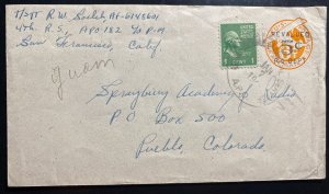 1948 US Army PO 182 Guam Island Postal Stationery Cover To Pueblo CO USA