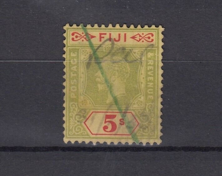 Fiji KGV 1912 5/- Green Yellow SG136 Used JK9961