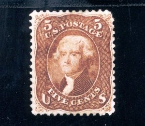 USAstamps Unused FVF US 1862 Jefferson Scott 75 NG SCV $2100