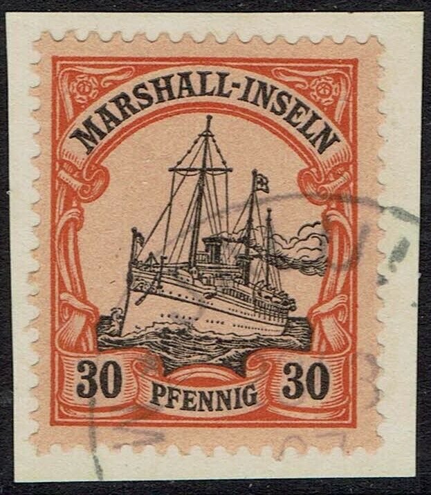 MARSHALL ISLANDS 1901 YACHT 30PF USED ON PIECE 