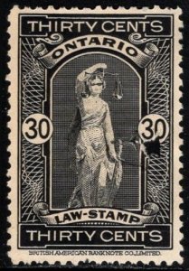 Vintage Canadian Revenue 30 Cents Ontario Law Stamp Used Punch Type