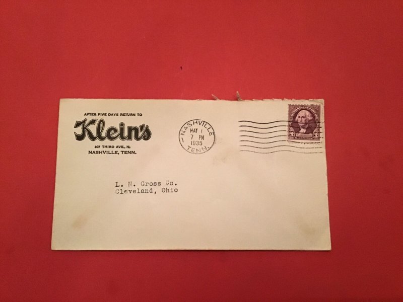 U.S Klein’s Nashville Tenn 1935 Cleveland Ohio  stamp cover R36139