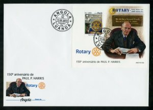 ANGOLA 2019 ROTARY INT'L 150th ANNIVERSARY OF PAUL HARRIS SOUVENIR SHEET FDC