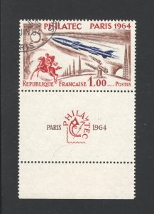 France #1100   Stamp plus tab, VF, Used, CV $13.50  .....2010874