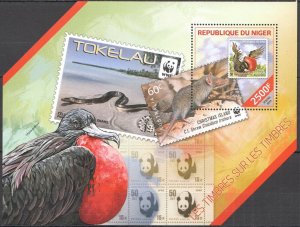 B0639 2014 Niger Wwf Fauna Wild Animals Birds Marine Life ! Shape Bl Mnh