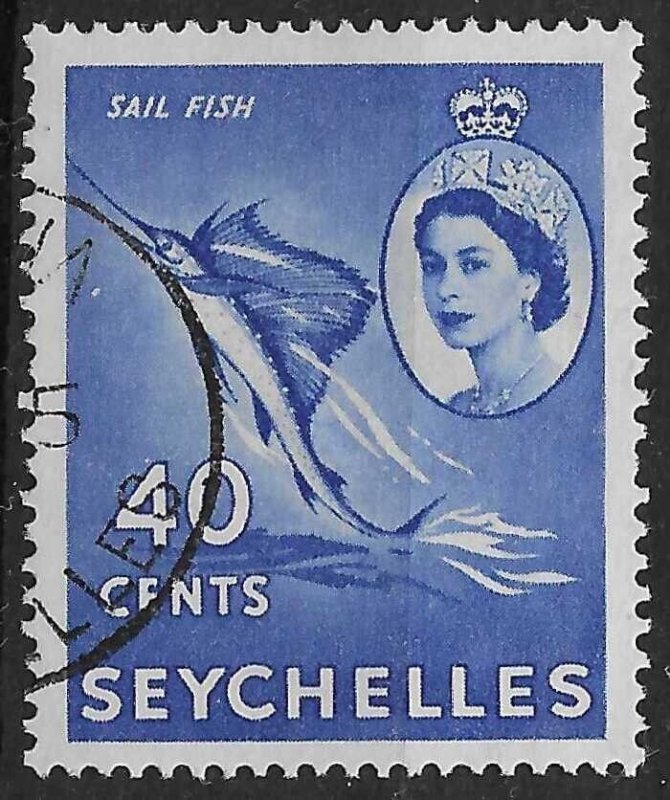 SEYCHELLES SG181 1954 40c ULTRAMARINE FINE USED 