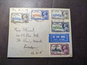 1935 British Singapore Straits Settlements Airmail Cover to London NW8 England