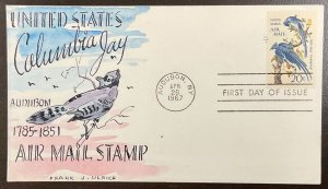 C71 Frank J. Ulrich Hand-painted cachet Columbia Jays FDC 1967