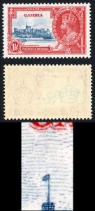 Gambia 1935 Silver Jubilee 1 1/2d Double Flagstaff (faint) U/M SG143e