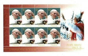 Nauru 2005 - Scott# 532 - Pope John Paul II Memorial - Sheet of 8 Stamps - MNH