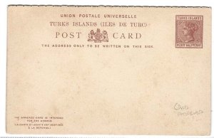 Turks Is 1890 1½d red-brown on buff reply card - fine unused