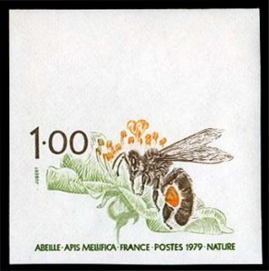 France, 1950-Present #1644 (YT 2039) Cat€50, 1979 Honeybee, imperf. sheet m...