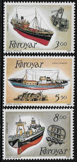 Faroe Is #158-60 MNH Set - Fishing Trawlers