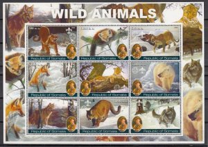 Somalia, 2002 Cinderella issue. Wild Animals on sheet of 9. Scout Founder. ^