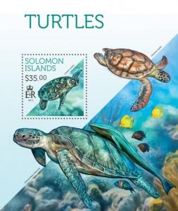 SOLOMON ISLANDS 2013 SHEET TURTLES REPTILES MARINE LIFE slm13707b