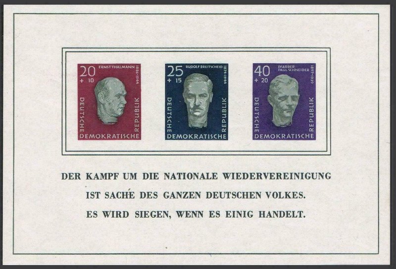 Germany-GDR B35a sheet,MNH.Michel Bl.15.Ernst Thalmann,R.Breitscheid,P.Schneider