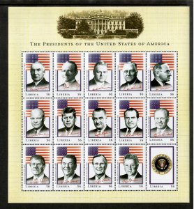 Liberia 2000 - US Presidents Harding - Clinton - Sheet of 15 Stamps - MNH