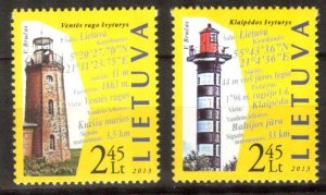 Lithuania 2013 Architecture Lighthouses set of 2 MNH