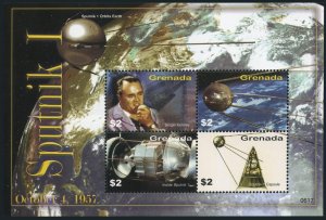 Grenada 3601-3602 ad sheets, MNH. Sputnik 1, Sergei Korolev.Apollo-Soyuz, 2006.