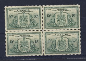 4x Canada Special Delivery Stamp block; #E11 -10c 2x MNH 2xMH VF, GV = $25.00