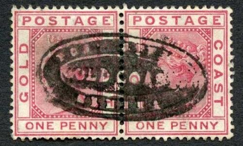 Gold Coast SG12 1d Pair Elmina Post Mark 