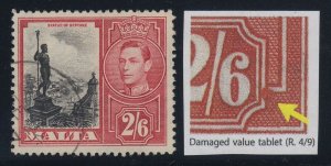 Malta, SG 229a, used Damaged Value Tablet variety