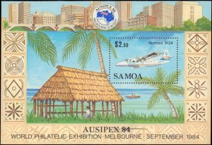 Samoa #633, Complete Set, 1984, Stamp Show, Aviation - Airplanes, Never Hinged