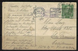 AUSTRIA US 1914 HOTEL PPC FORWARDED WORLDS PANAMA PACIFIC EXPOSITION 1915 IN SAN