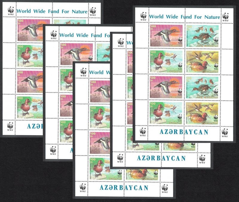 Azerbaijan Birds WWF Ferruginous Duck 5 Sheetlets A 2000 MNH SC#704 a-d