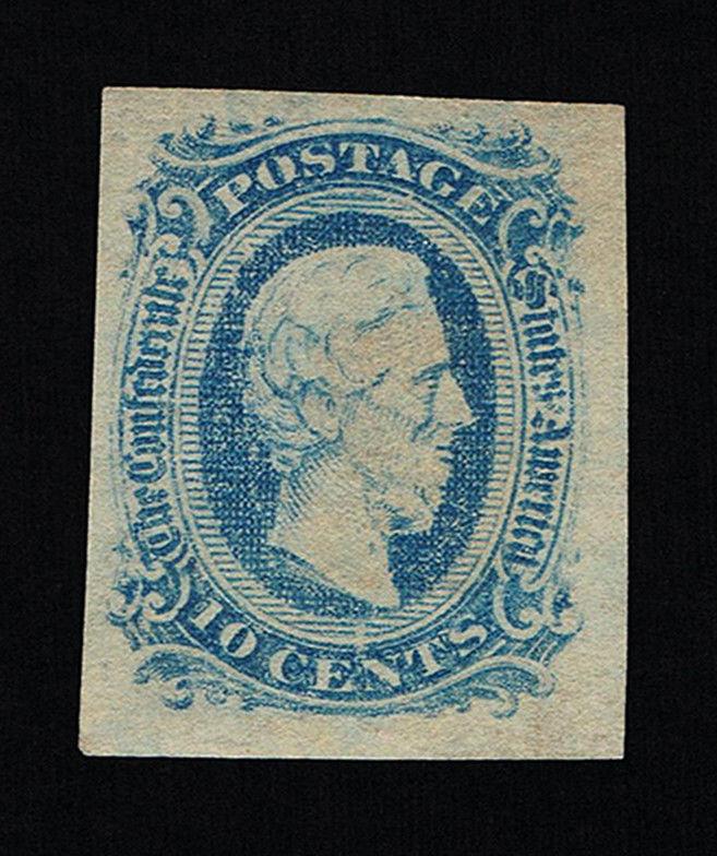 GENUINE CONFEDERATE CSA SCOTT #11 MINT BLUE DIE-A ARCHER & DALY PRINTING