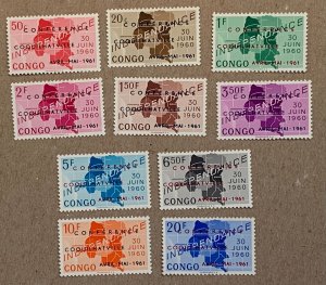 Congo DR 1961 Conference ovpts on Independence, MNH. Scott 371-380, CV $16.00