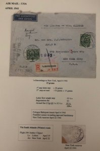 1941 The Hague Netherlands Censored Airmail Cover To New York Usa Via Lisbon