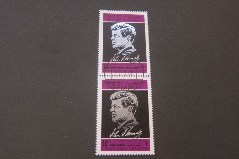 Ajman 1968 Sc 377 John F. Kenned CTO pair set FU