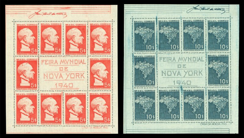 BRAZIL 1940  NEW YORK Expo FAIR set of BLOCKS S/S  Scott# 496a-498a mint MLH
