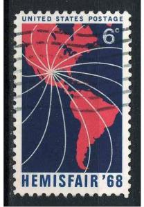 USA 1968 Scott 1340 used - 6c, HemisFair´68, map