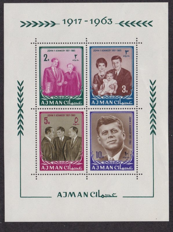 Ajman # 26 (footnote) John F. Kennedy, Souvenir Sheet,  NH, 1/2 Cat.