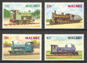 Malawi Scott 498-501 MNHOG - 1987 British Steam Locomotives - SCV $21.75