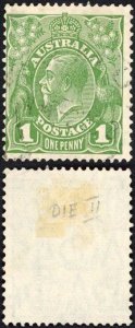 Australia 1926-30 SG 95b 1d sage-green die II P 13 1/2 x 12 1/2 VFU c 80 pounds