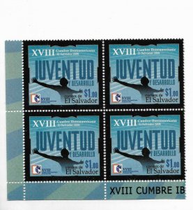 EL SALVADOR 2008  IBEROAMERICAN SUMMIT OF YOUTH BLOCK OF 4 MNH