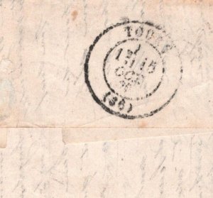 France BALLON MONTE Cover 2/10/1870 PARIS SIEGE Tours EL BALLOON MAIL MA1016