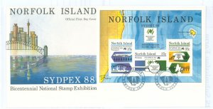 Norfolk Island 337-339 1988 FDC. Sydpex 88. Transport, philately, communication.