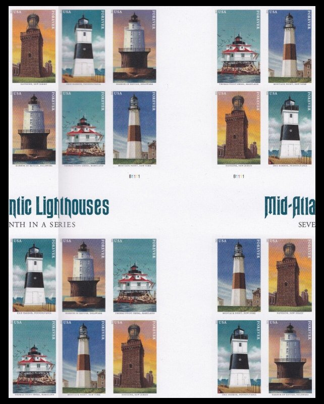US 5625c Mid-Atlantic Lighthouses imperf NDC cross gutter block 20 B MNH 2021
