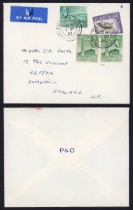 Aden 1957 Commercial cover to England (one of the stamps damaged)