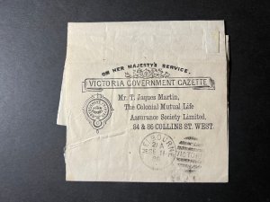 1886 Australia Victoria Newspaper Wrapper Cover Melbourne Local Use