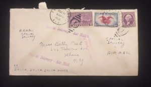 C) 1938. UNITED STATES. INTERNAL  AIRMAIL. MULTIPLE POSTCARD AND GEORGE