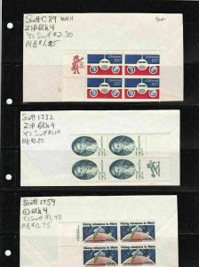 US BLOCKS WITH ZIP CODE & MAIL EARLY IN THE DAY IN THE MARGINS  UNMOUNTED MINT