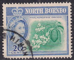 North Borneo 1961 QE2 20ct Blue & Green SG 397 ( L203 )